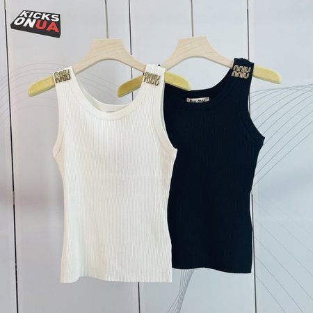 Miu Miu Metal logo knitted Vest