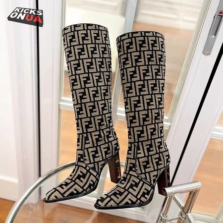 Fendi Cut High-Heeled FF Chenille Boots 35-43