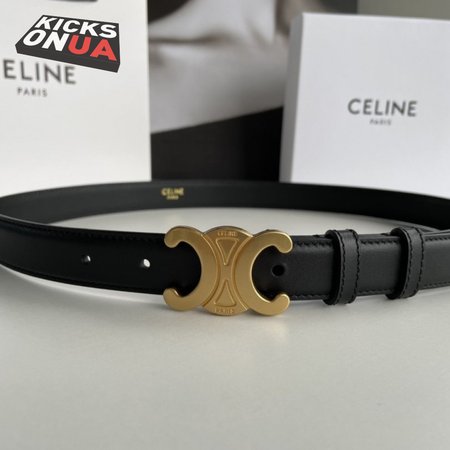 Celine Triomphe Arc De Triomphe Buckle Calfskin Belt 2.5cm