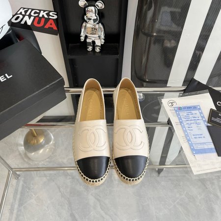 Chanel Lambskin Espadrilles 37 White Black Size 35-40