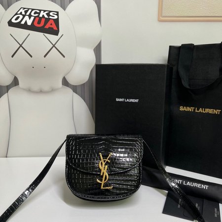 Saint Laurent Kaia Small Satchel In Shiny Crocodile-Embossed Leather