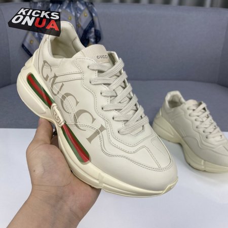 Women's Rhyton Gucci Logo Leather Sneaker