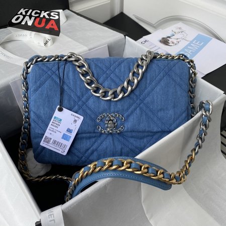 Chanel Denim Quilted Medium Chanel 19 Flap Bag
