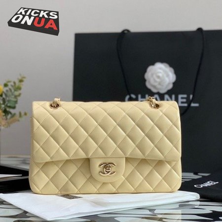 Classic Handbag Cloudy Pearly Goatskin & Gold-Tone Metal Light Yellow