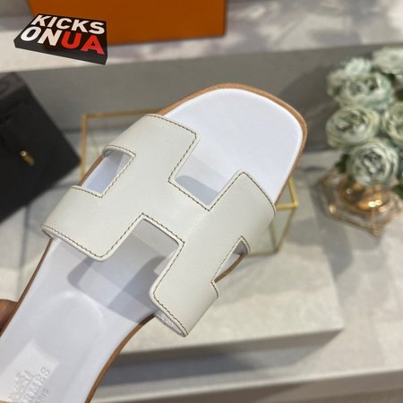 Hermes Oran Sandal Blanc Box Calfskin Leather