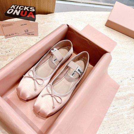 Miu Miu Satin Bow Ballerina Flats In Orchidea