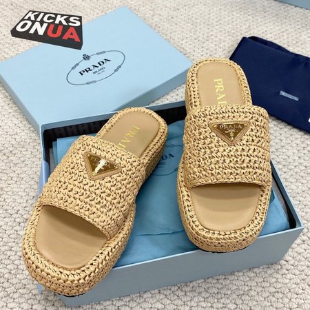 Prada Crochet Flatform Slides