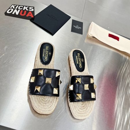 Valentino Garavani Roman Stud Leather Slide Sandals