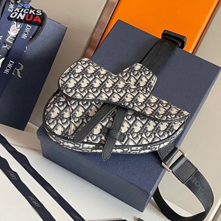 Dior Saddle Belt Bag Oblique Jacquard Beige/Black