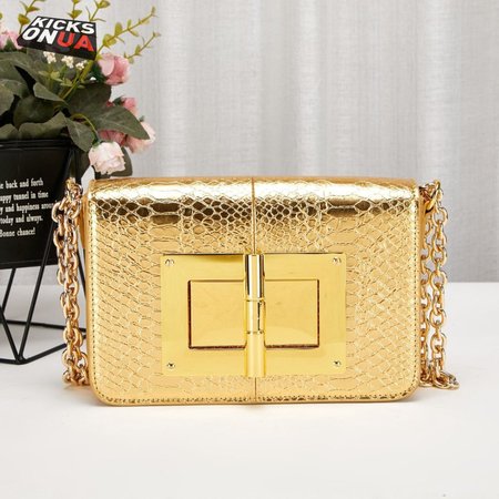 Tom Ford Women's Natural Medium Natalia Metallic Python Shoulder Bag
