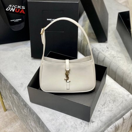 Saint Laurent Le 5 A 7 Hobo Bag In Smooth Leather Blanc Vintage