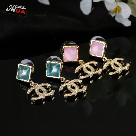 Chanel Crystal CC Drop Earrings Pink Gold