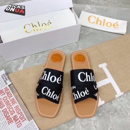 Chloe Woody Black Slide Sandals