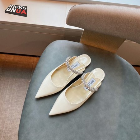 Jimmy Choo Women Bing 65 Patent Leather Crystal Strap Ballet Mules