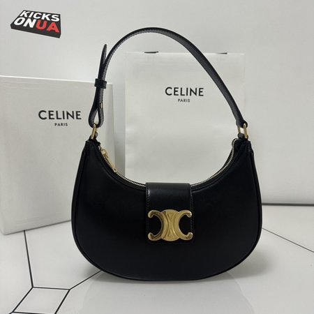 Celine Ava Triomphe Bag In Smooth Calf Leather Black