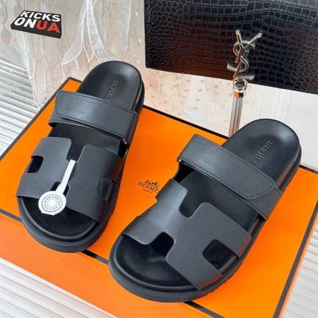 Hermes Chypre Sandal Noir Calfskin Leather