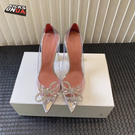Amina Muaddi Rosie Glass Pointed Toe Pump