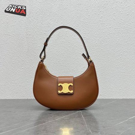 Celine Ava Triomphe Soft Bag In Smooth Calfskin Tan