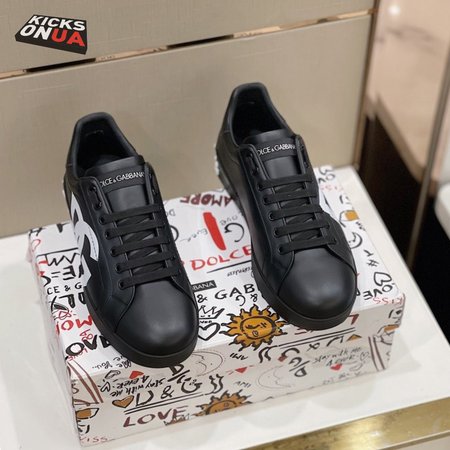 Dolce & Gabbana DG Logo Print Portofino Nappa Calfskin Sneakers