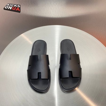 Hermes Izmir Sandal Noir Canvas Calfskin Leather