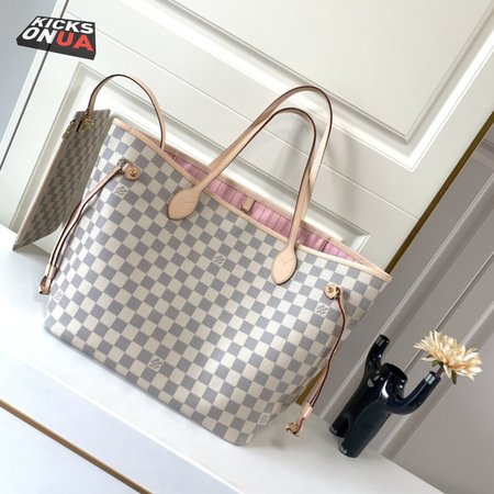 Neverfull Damier Azur GM Rose Ballerina Lining