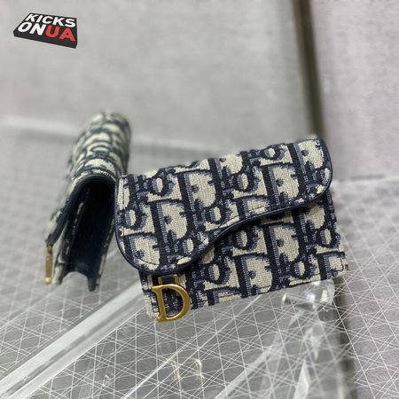 Dior Oblique Saddle Lotus Wallet Blue