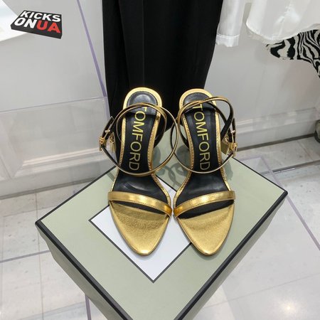 Tom Ford Padlock Metallic Leather Sandals