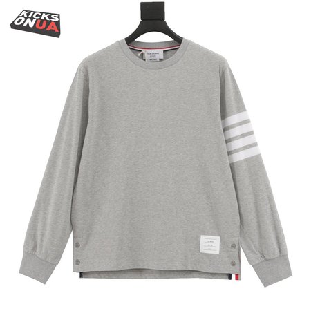 Thom Browne L/S Rugby Tee - Light Grey