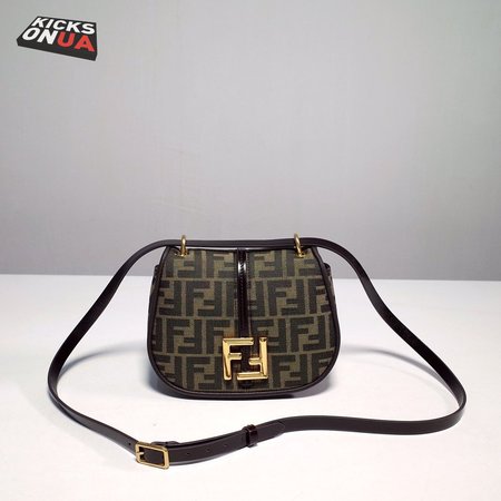 Fendi C Mon Small Brown FF Jacquard Fabric Bag