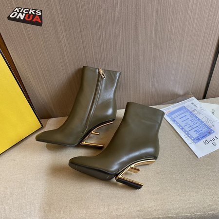 Fendi First Black Nappa Leather High Heel Ankle Boots