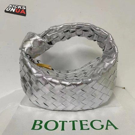 Bottega Veneta Jodie Teen Knotted Intrecciato Mirrored-Leather Tote