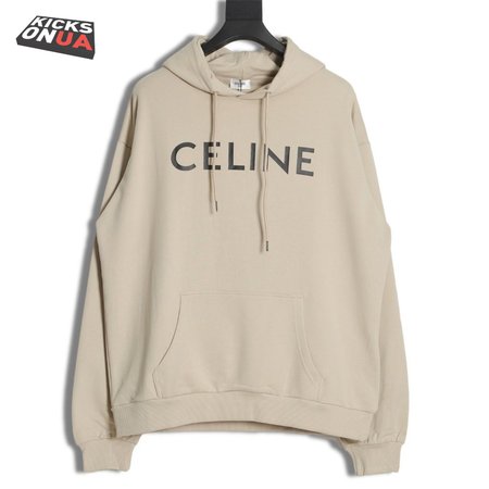 Celine Loose Hoodie In Cotton Fleece Stone Beige / Black