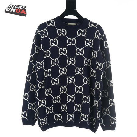 Gucci GG All Over Crewneck Sweater Navy