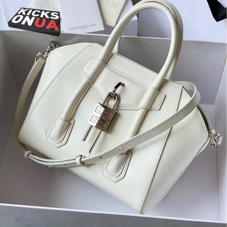 Givenchy Mini Antigona Lock Bag In Box Leather Ivory