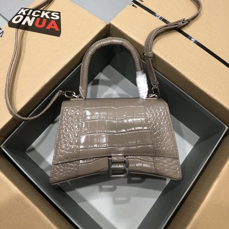Balenciaga Hourglass Small Handbag Crocodile Embossed