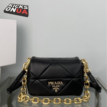 Prada System Nappa Patchwork Shoulder Bag Black 1BD292