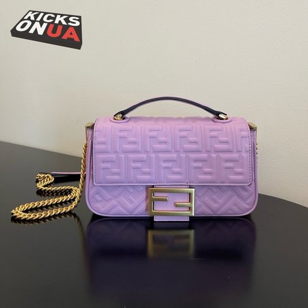 Fendi Baguette Chain Midi Lilac Nappa Leather Bag Purple 8BR793AH9CF1HO5