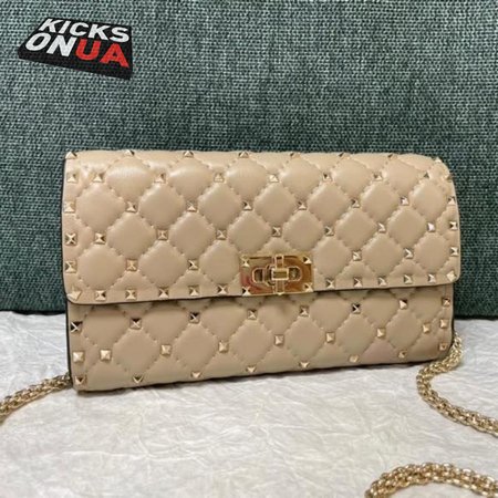 Valentino Rockstud Spike Nappa Leather Crossbody Clutch Bag Pouder WB0137NAP_P45