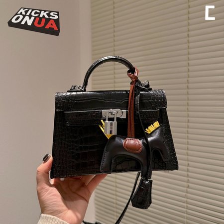 Hermes Mini Kelly 20 II Black Shiny Alligator