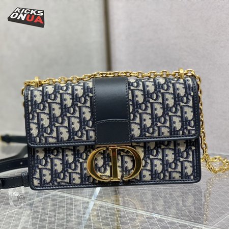 Dior 30 Montaigne Chain Bag Dior Oblique Jacquard Blue