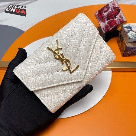 Saint Laurent Cassandre Matelasse Small Envelope Wallet In Grain De Poudre Embossed Leather