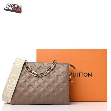 Lambskin Embossed Monogram Coussin PM Taupe