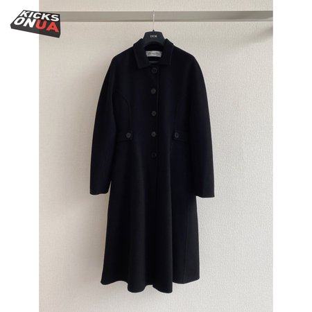 Dior Single-Breasted Long Double-Faced Cashmere Coat Black