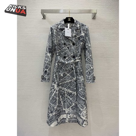Dior Trench Coat White And Black Technical Taffeta With Plan De Paris Motif