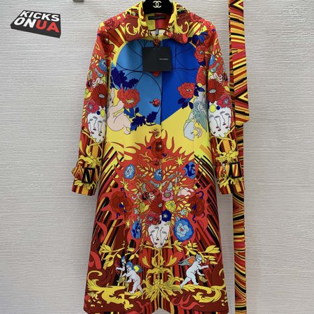 Dolce & Gabbana Cupid-Print Button-Down Lapel Slim-Fit Trench Coat