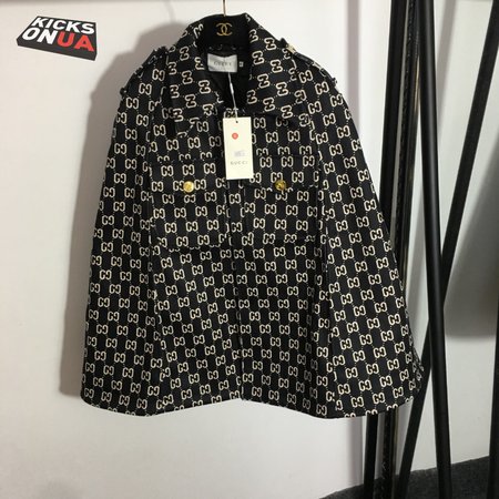 Gucci Double G Letter Print Woolen Cape Coat
