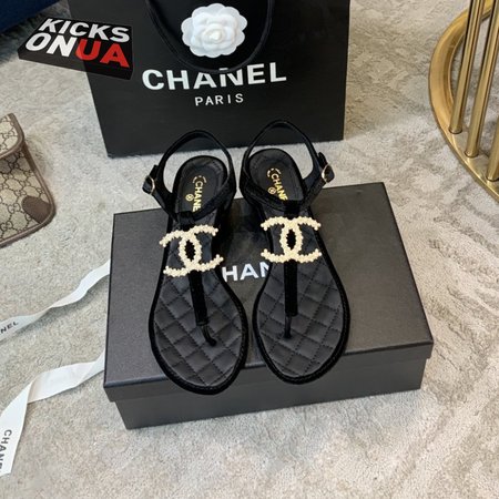 Chanel Lambskin Sandal Black Metal 35-39
