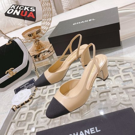 Chanel Slingbacks Goatskin & Grosgrain Beige/Black 34-40