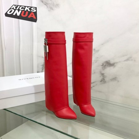 Givenchy Shark Lock Boots In Leather Red 35-39