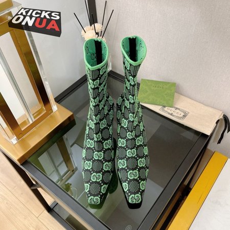 Gucci GG Knit Ankle Boots Black And Fluoresce 35-39